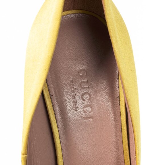 Gucci Yellow Raso Seta Crystal-GG Pointed-Toe Pumps - Picture 9 of 10